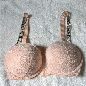 Victoria's Secret Sparkle Straps Pink Lace Underwire Bra